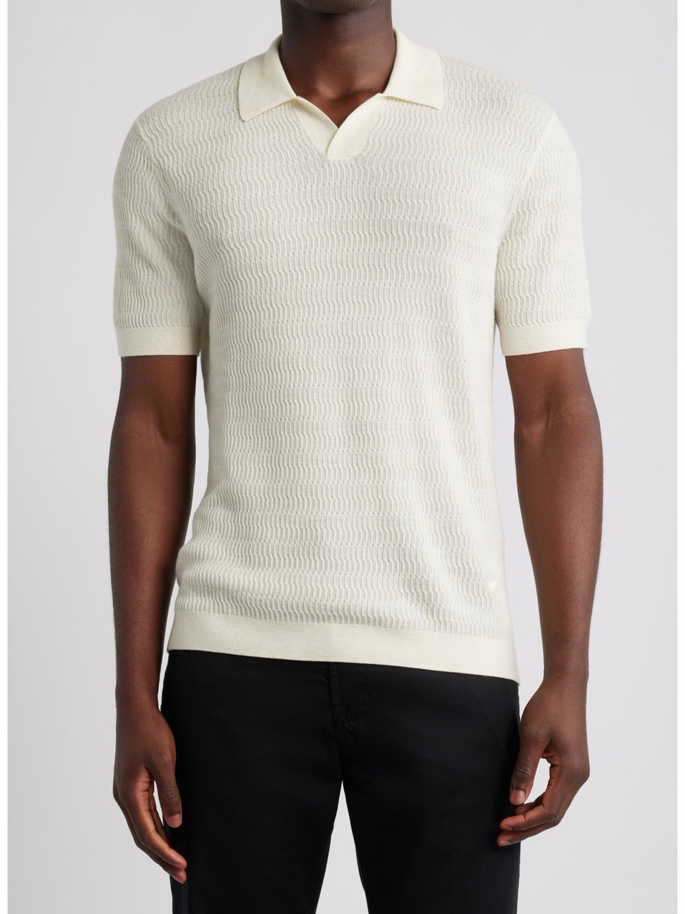 43. Emporio Armani • nwt $445 US Johnny Collar Short Sleeve Rib Wool
